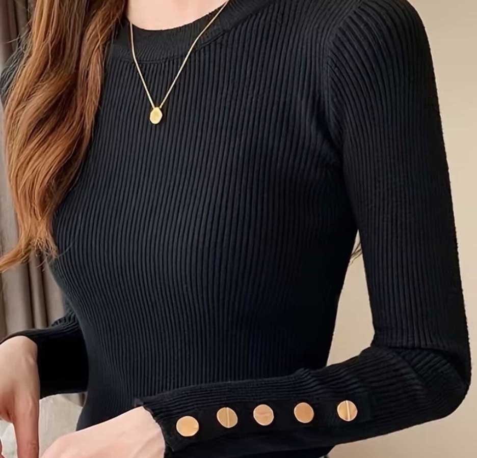 Suéter-cuello-redondo-botón-negro-wapa-cali-bogota-medellin